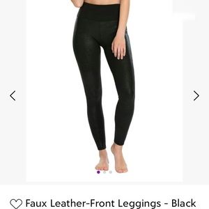 Assets by Spanx Black Faux Leather-Front Leggings